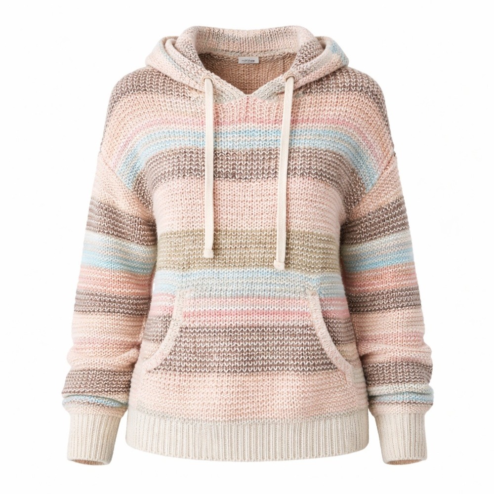 O'Neill Bailynn Baja Knit‎ Hoodie Small Pastel Stripe Coastal Boho Surf Cozy